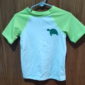 Cat & Jack Green and White Kids Rashguard